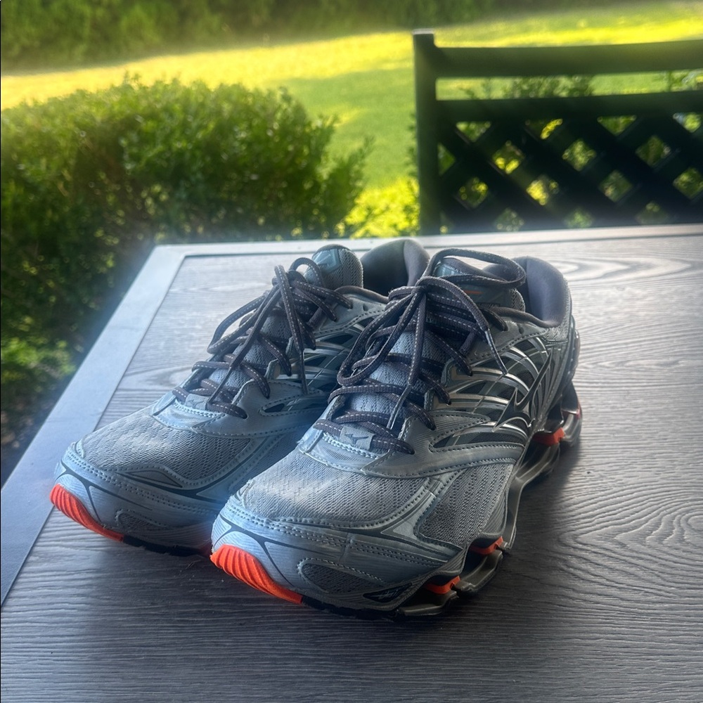 Gray and Orange Athletic mizuno Shoes